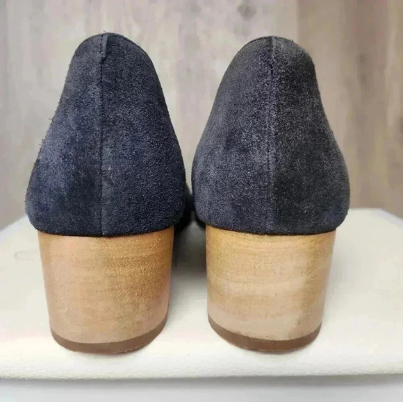 Madewell The Ella Pump Blue Suede Block Heel Round Toe Size 9.5 Women’s - Picture 5 of 9